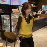 韩系穿搭高级感针织背心马甲上衣女2025秋季新款修身打底衫两件套