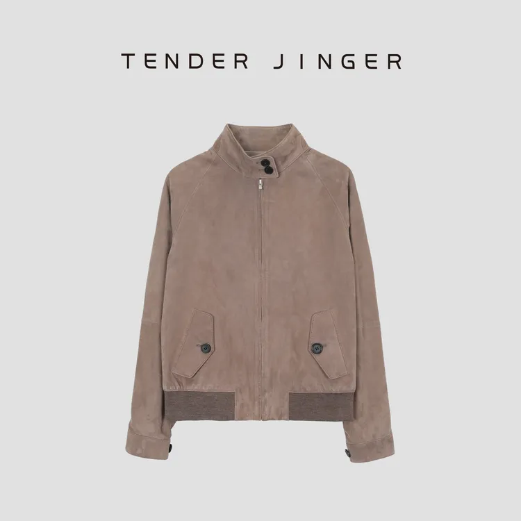 Tender Jinger【黑标】女休闲插肩立领皮衣外套T51MDD79940