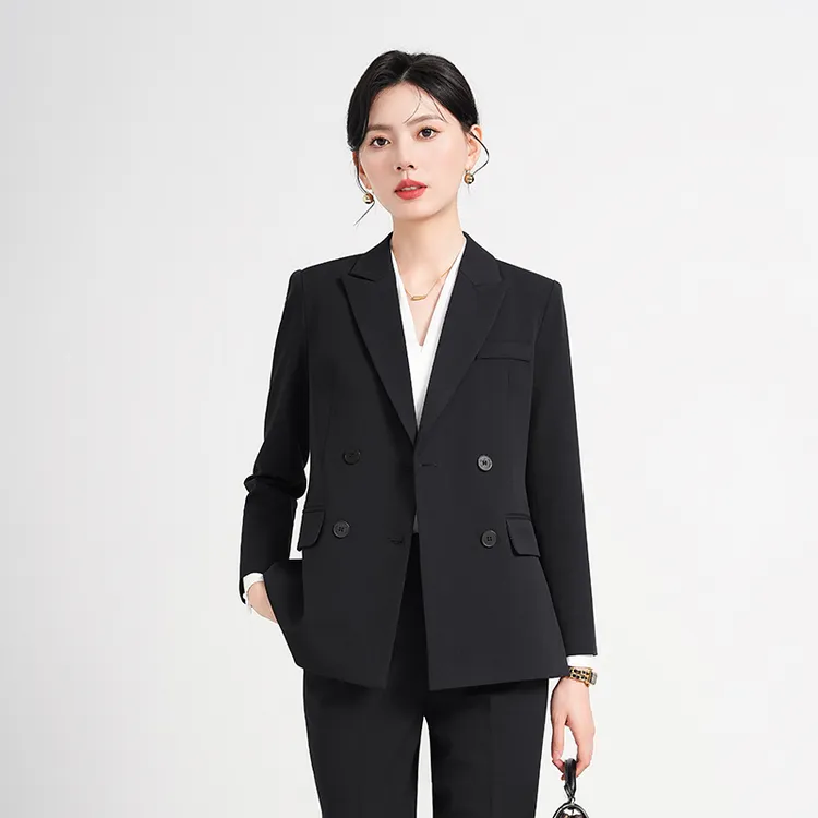 西装套装女大学生公务员面试正装高级感女士职业气质黑色西服外套