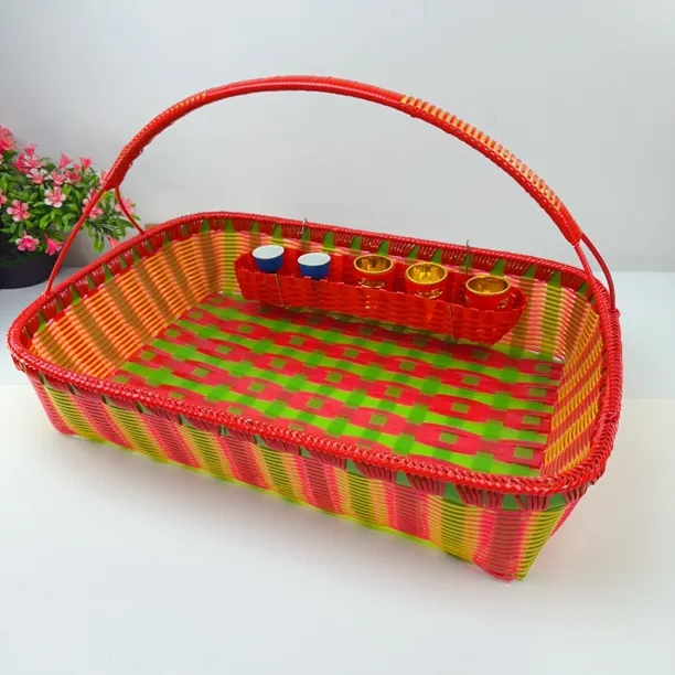 手提篮纯手工编织提篮拜拜蓝香篮子家用藤编菜蓝子提篮子