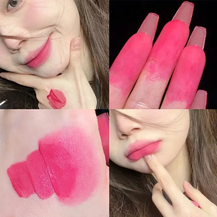 女团草莓色桃粉氛唇泥唇釉素颜显白丝绒雾面不易掉色平价纯欲风
