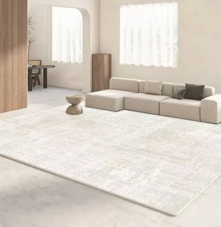 香槟仿羊绒加厚加密无异味棉布底奶油原木高档极简诧寂风地毯客厅