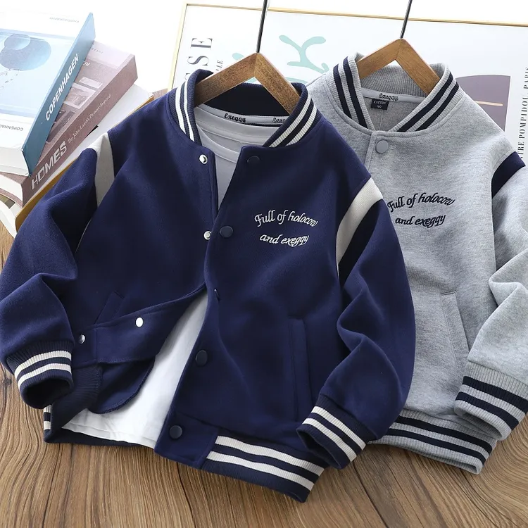 男童百搭立领棒球服外套2025春秋儿童拼色上衣中大童洋气夹克开衫