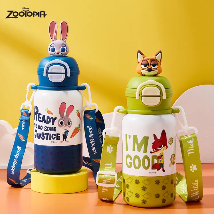 迪士尼疯狂动物城尼2克朱迪学生保温杯水杯日常防摔吸管杯卡通风