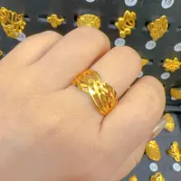 铜合金戒指 时尚简约开口可调节金色戒指秋冬新款10