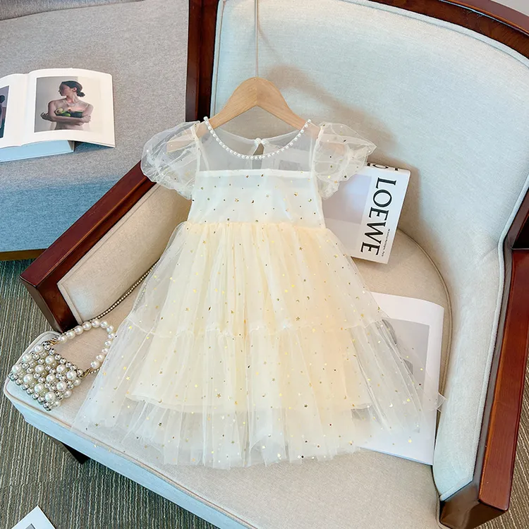 女童网纱连衣裙春秋新款时尚女宝宝洋气领公主裙网纱裙子