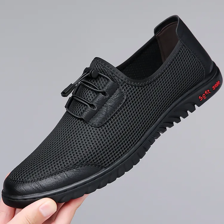 2025男鞋透气正品男士凉鞋超软夏季网面新款防滑软底休闲皮鞋男