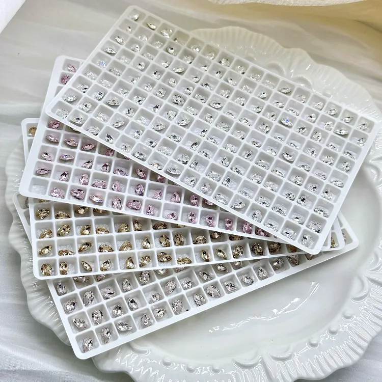 【东洲4*6水滴】DIY拼蛇头流行美甲饰品超闪美甲钻指尖多切面尖底钻