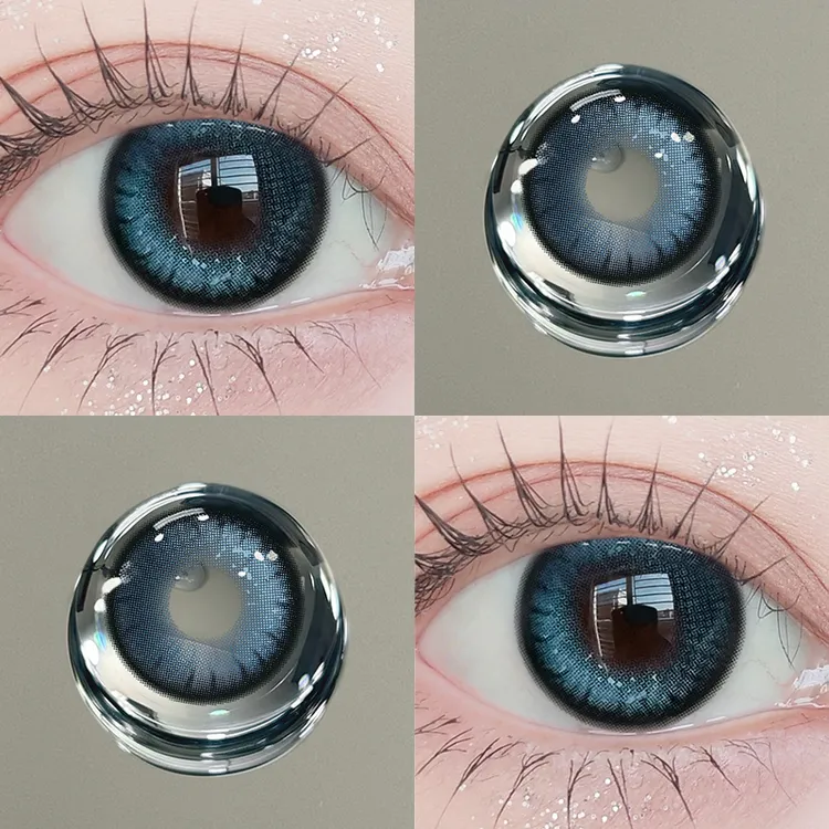 琪瞳【日抛10片】亚裔混血美瞳暗夜魔法蓝欧若风三明治近视隐形眼镜