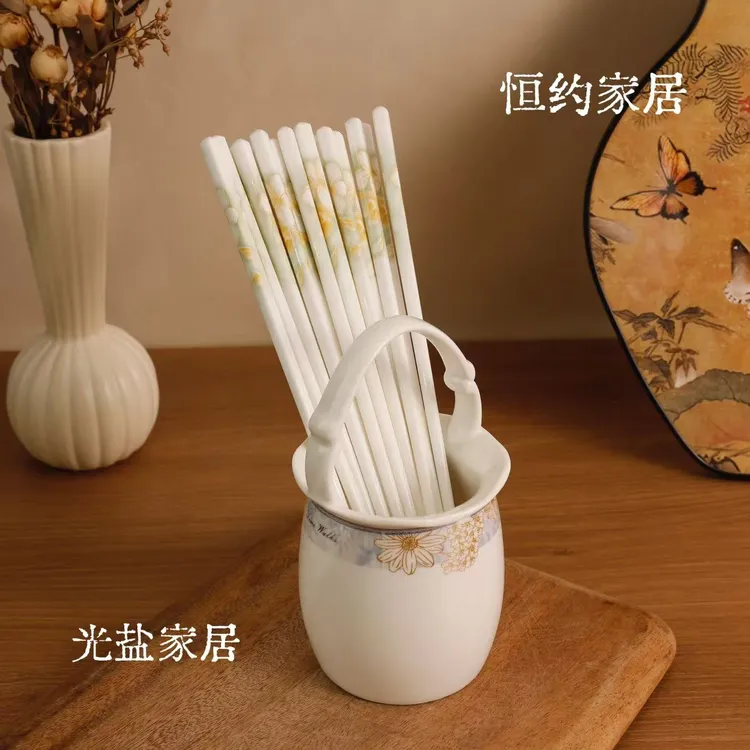 黄金叶陶瓷筷子家用抗菌防霉筷子健康耐高温易清洗筷子
