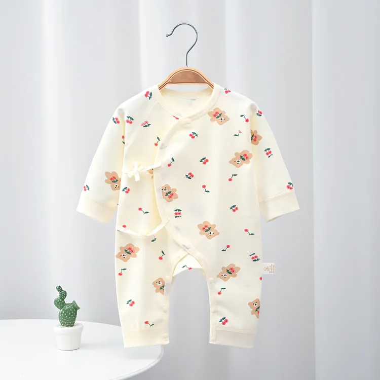 【拍3件送胎帽】春秋款新生儿连体衣纯棉A类无骨婴儿内衣打底衣