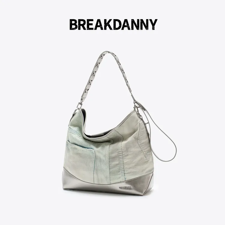 BREAKDANNY打破丹宁HOBO流浪系列[炫酷银]牛皮单肩斜挎软包