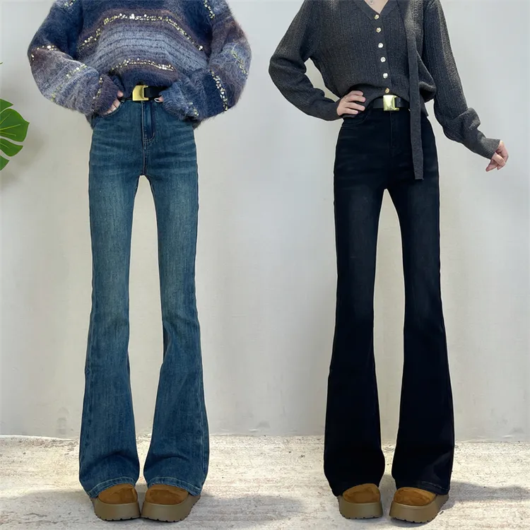 迪否微喇牛仔裤爆款2025新款水洗时尚百搭高腰显瘦喇叭裤8977