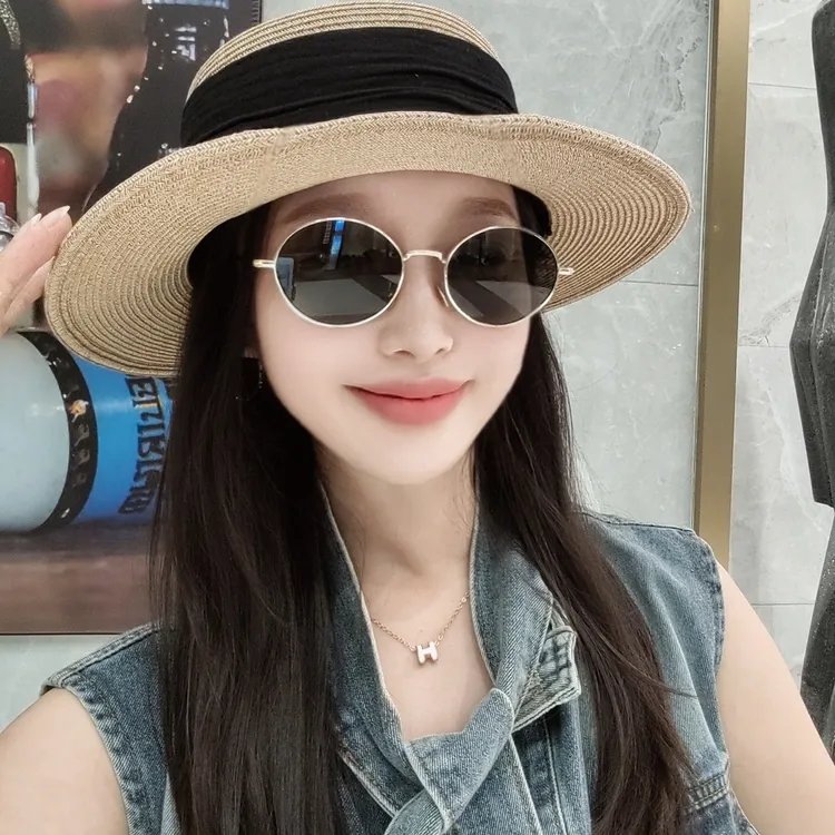 复古美式金属小框圆形太阳镜女方圆脸高级感墨镜女凹造型眼镜潮酷
