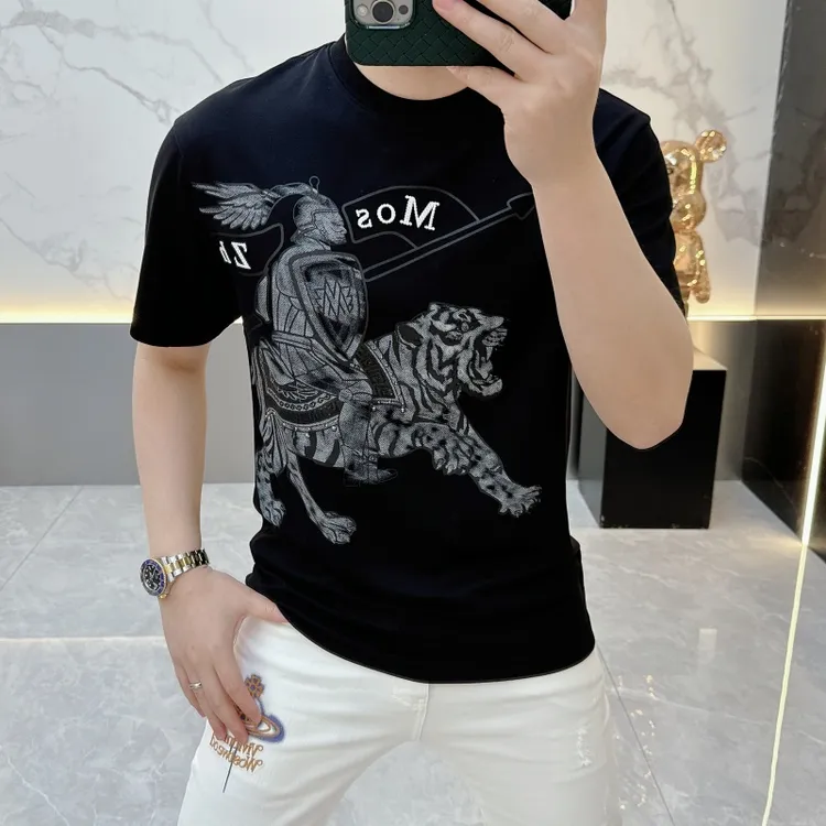 2025新款夏季男士印花短袖潮牌时尚休闲半袖棉T恤圆领上衣百搭ins