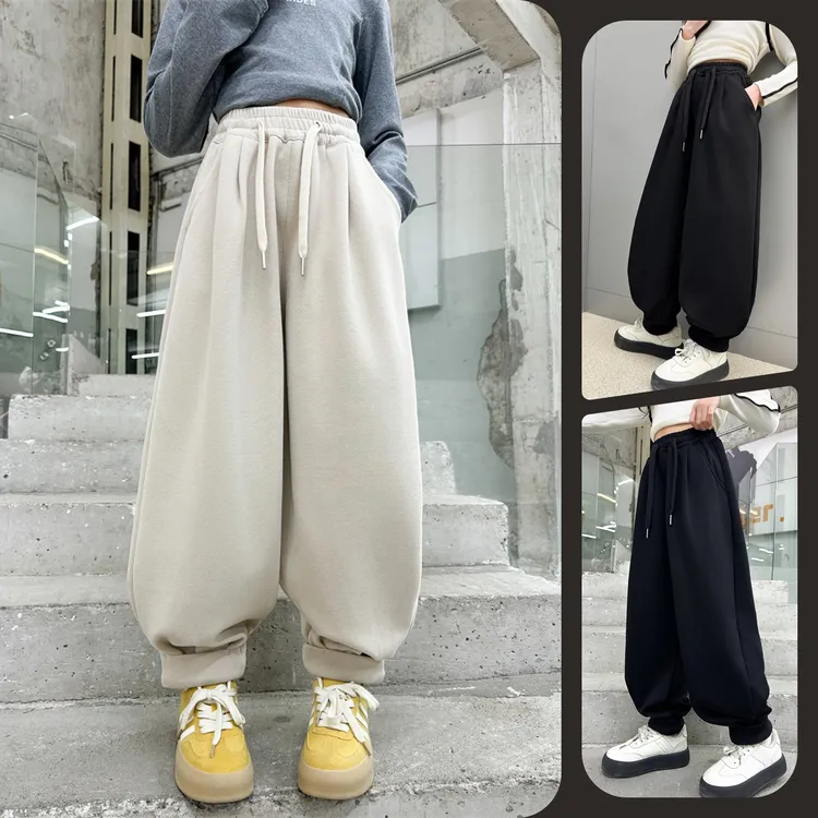 女童休闲时尚简约束脚卫裤中大童儿童6-12岁洋气宽松百搭时髦潮款