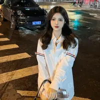 未使用 THOMBROWNE 孤品孤码特价品 臂环条纹纽扣长袖衬衫