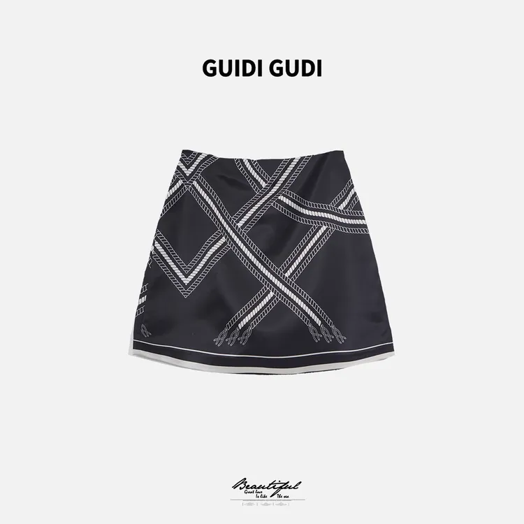 GUIDI GUDI【束缚感】重工时尚百搭字母半裙 /黄加蓝Q9521155H