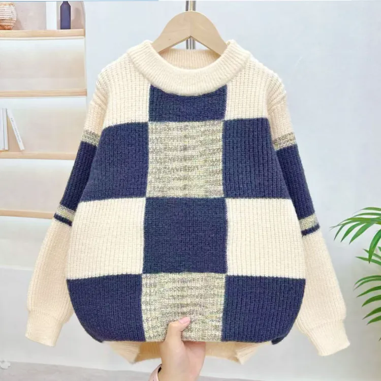 男童学院风厚款休闲风秋冬加厚毛衣针织衫时尚洋气套头童装圆领