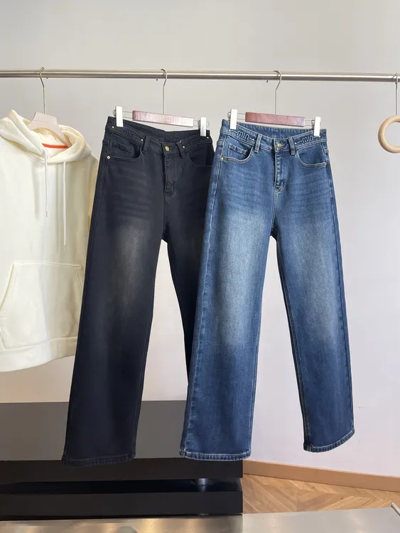 B保暖加倍！立体锁温绒~加厚显瘦窄版拖地牛仔裤 E304 女装 H7340