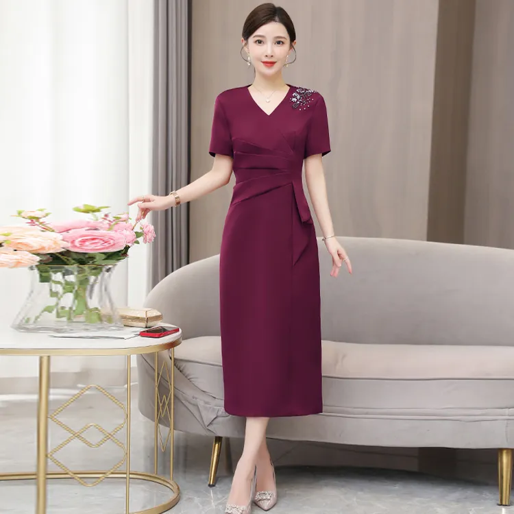 妈妈装婚宴连衣裙中长款旗袍婚礼礼服喜婆婆装敬酒高端洋气上档次