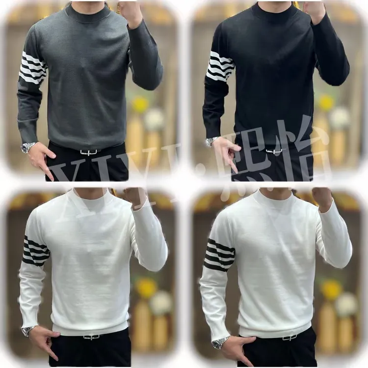 【XI.YI/熙怡】男士时尚撞色百搭品质秋冬针织打底针织衫
