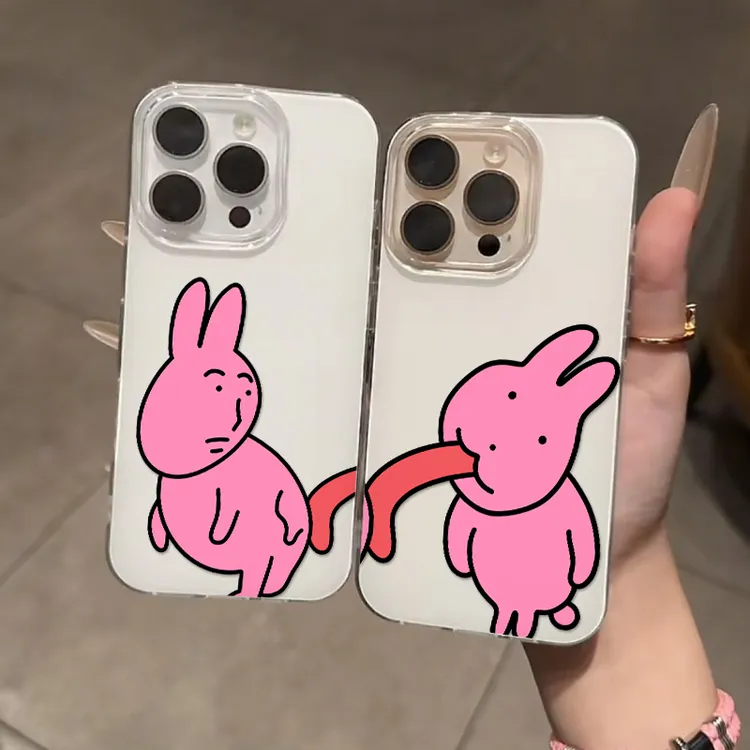 GGBond搞怪粉兔适用iPhone17大孔手机壳苹果16华为vivo小米15oppo