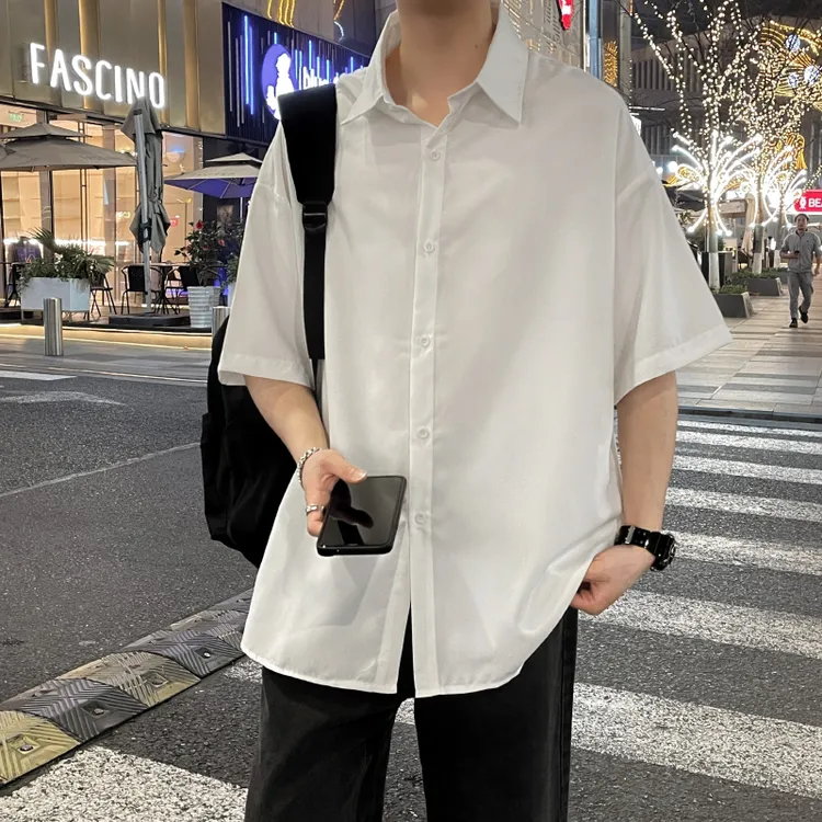 夏季短袖衬衫日系班服宽松衬衣