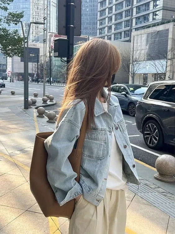 网红新款水洗复古牛仔百搭外套夹克春秋上衣韩版宽松短款长袖衬衫