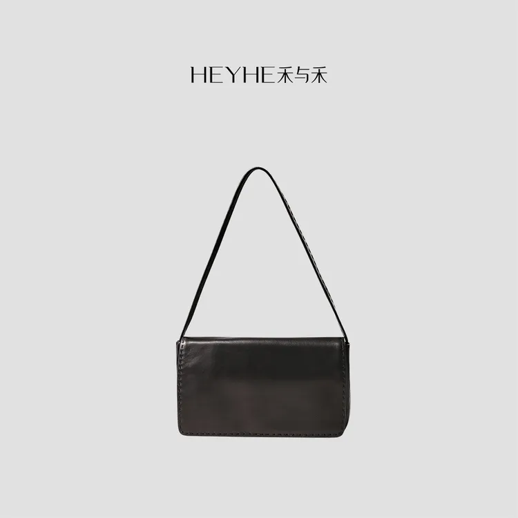 小禾【羊脂球】小羊皮高级手缝线极简风翻盖手提包腋下单肩小方包