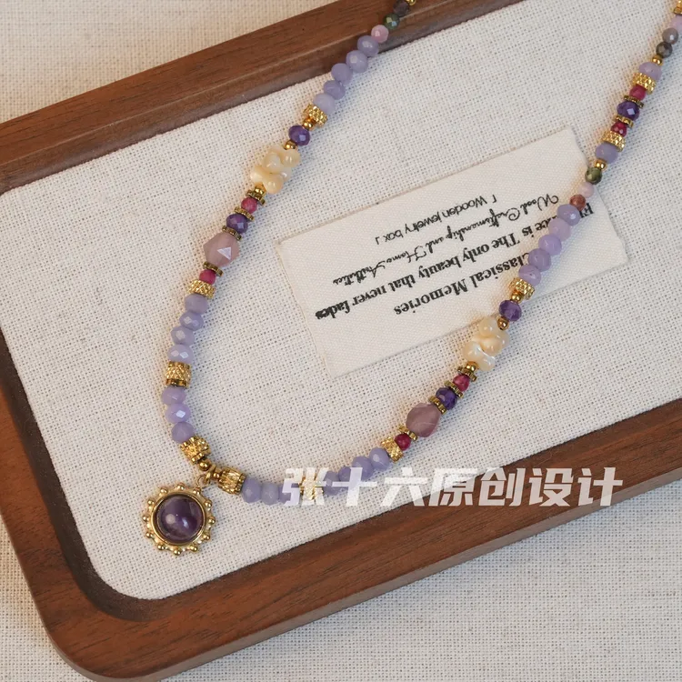 钛钢项链 [紫阳]张十六原创设计手工串珠百搭复古小众彩色轻奢链