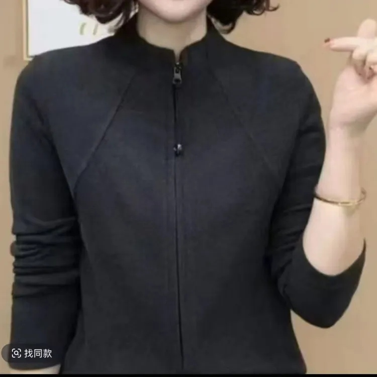 长袖拉链立领女不起球厚款打底衫极简风秋冬常规款