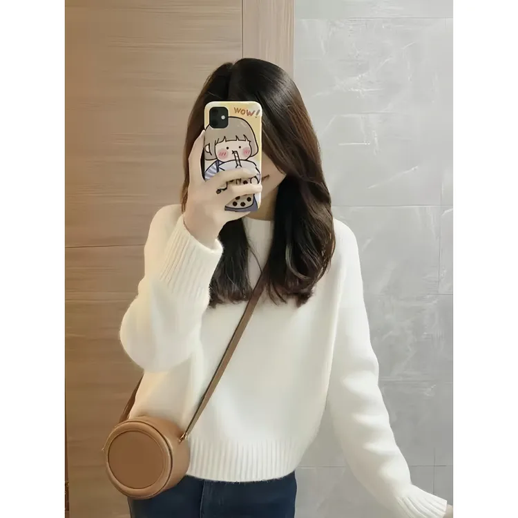 高级感白色针织衫毛衣女秋冬2025新款慵懒风可外穿内搭气质上衣