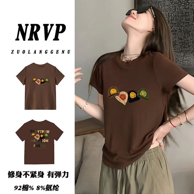 品质胖mm大码女装正肩棉短袖t恤女外穿高弹力上衣圆领修身打底衫