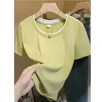 大码胖mm2025新款设计感修身别致上衣女遮肉显瘦假两件T恤