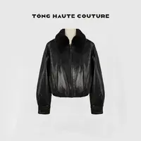 【以诺】冬季冷翠油蜡绵羊皮毛一体+新国标90白鹅绒鹅绒服 YW498