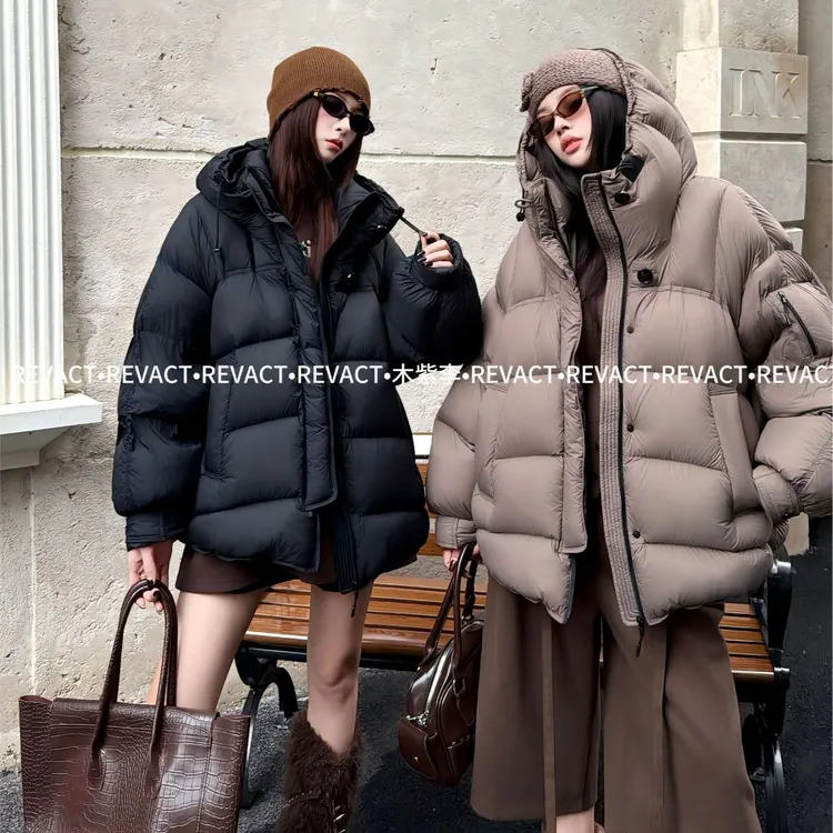 90白鸭绒！网红羽绒服冬女保暖女款廓形泡芙短款极简风短款时尚