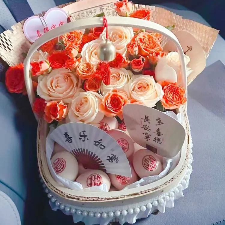 法式果礼水果礼盒DIY手提果篮探病果礼氛围高级感水果鲜花礼物篮