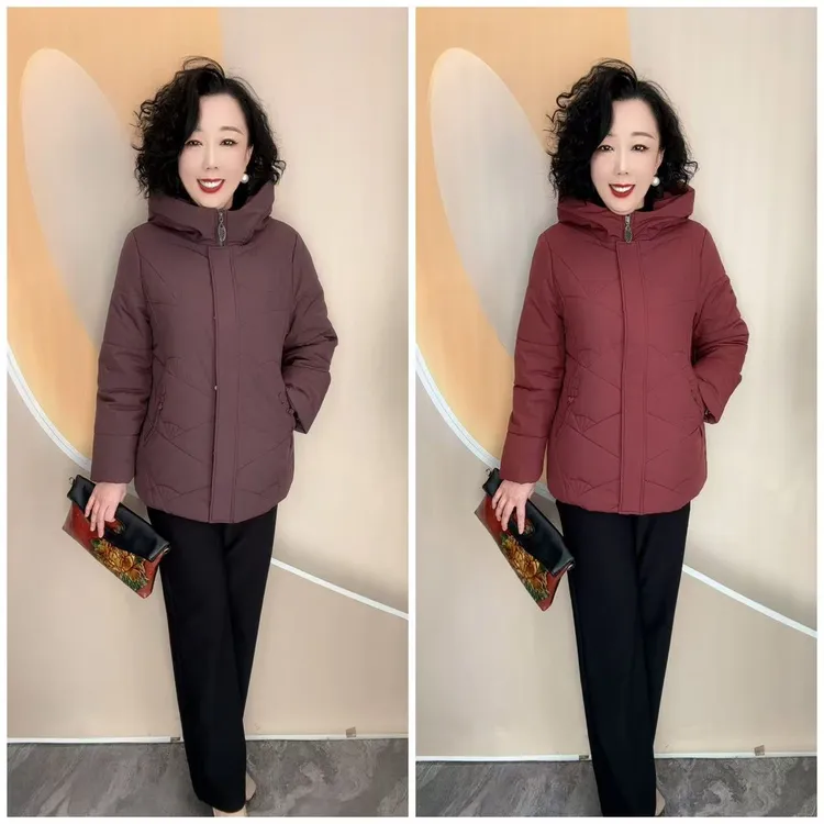 82503新款优雅妈妈宽松大码厚棉服外套舒适保暖，73衣长