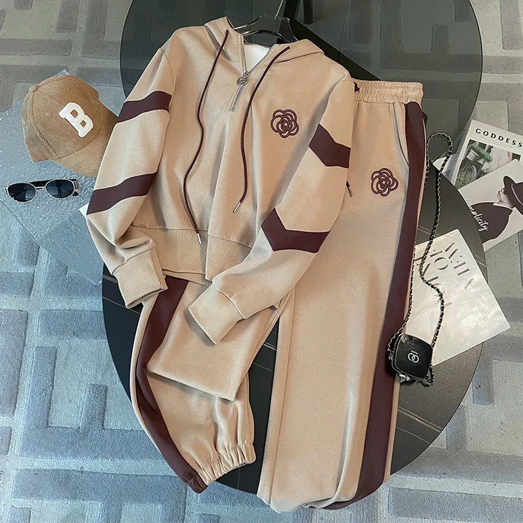 品牌卫衣套装2025新款一整套冬穿搭山茶花时尚休闲加绒运动两件套