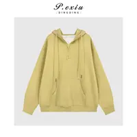 PanYiXiu/潘依绣慵懒风亮色减龄半拉链连帽长袖卫衣 Q47751