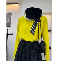 2025秋季新款韩系V领针织衫长袖宽松版毛衣女士百搭#6819
