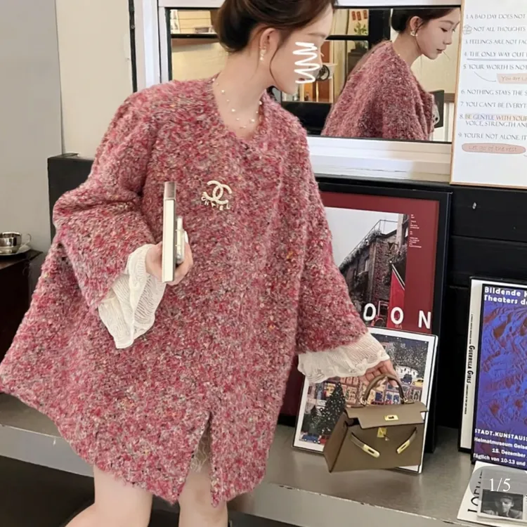 板老板专属 /设计师高定/冬季特种纱保暖加厚小香风毛呢大衣外套