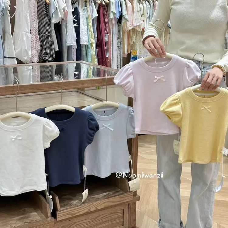 丸子十【氧气T】韩版清凉夏日镂空甜美蝴蝶结T恤（夏款）WZJ-23584