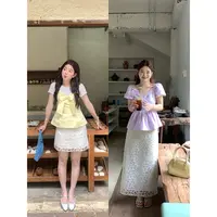火火【雏菊密语】韩系别致碎花网纱半身裙B35542HH52+B35543HH52