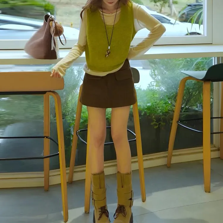 减龄通勤显瘦百搭衣服女2025秋季新款小众洋气背心纯色长袖两件套