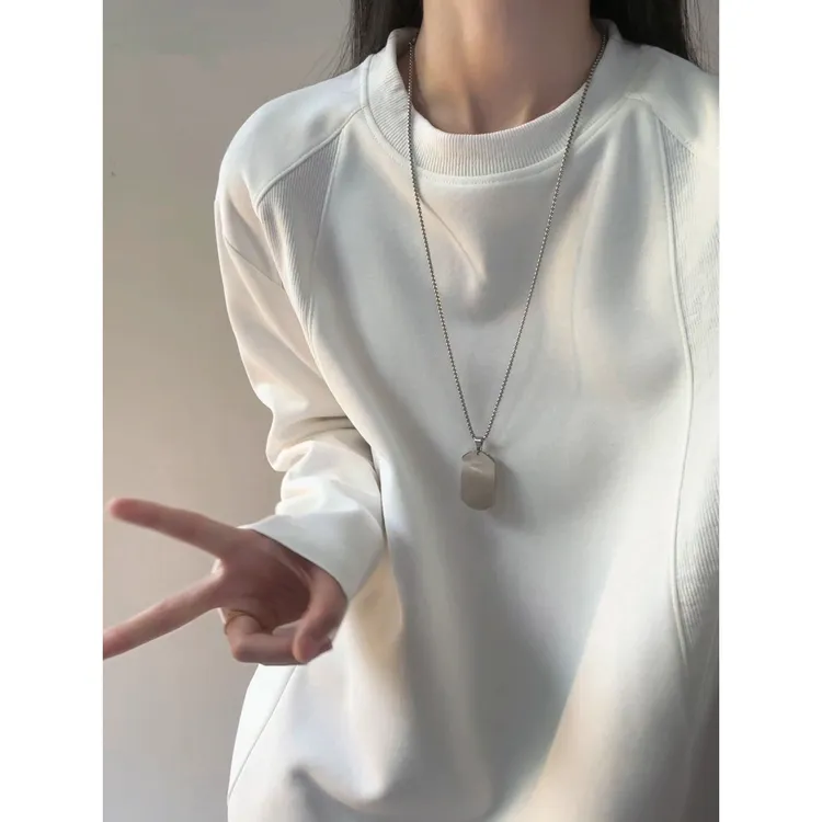 空气层拼接卫衣男款外套秋季cleanfit美式复古长袖T恤正肩内搭衫