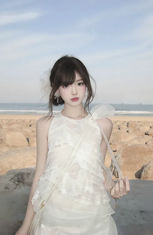 法式千金风俏皮活泼套装裙女装2025夏季爆款两件套蝴蝶结无袖上衣