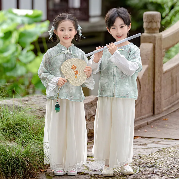 儿童装2025新款中秋新中式改良唐装古风汉服男女同款表演服节日服