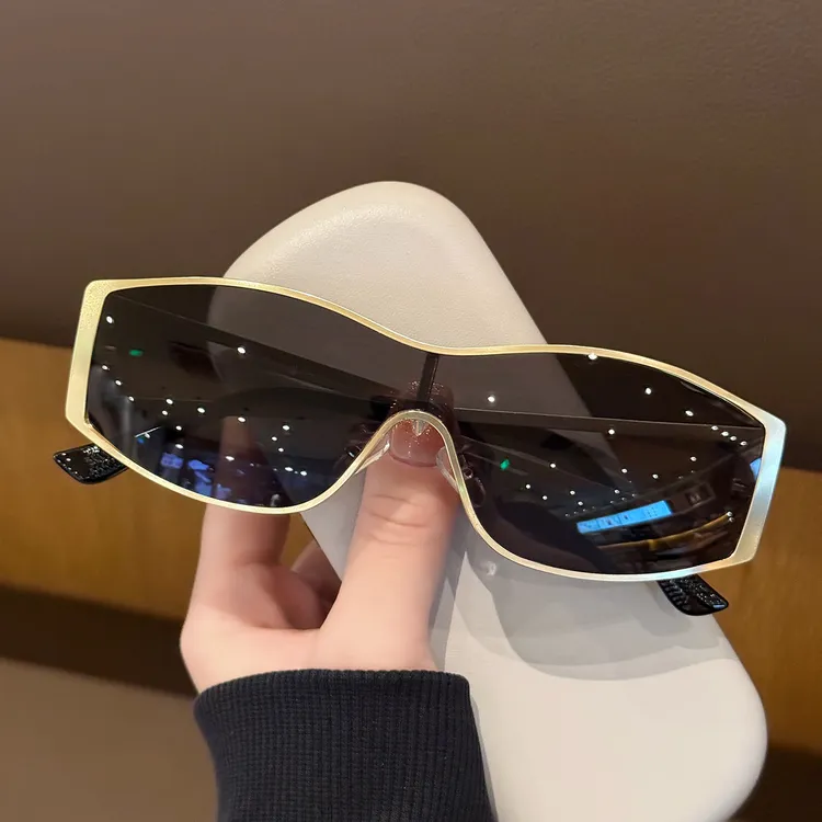 网红老钱风气质旅游防风太阳眼镜高级感时尚轻奢风金属连体墨镜女